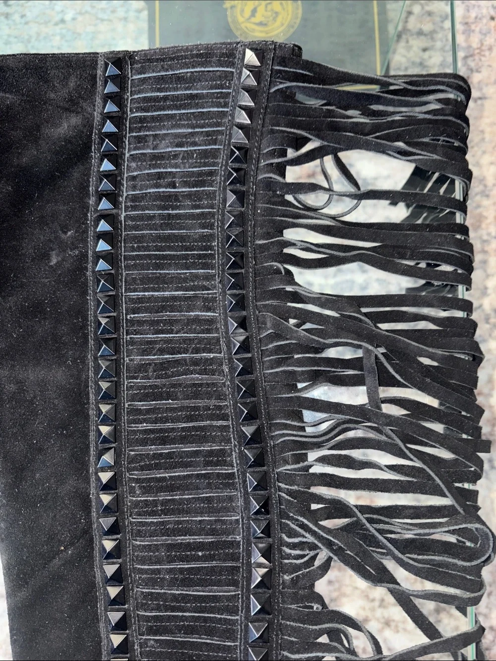 ASH Black Suede Fringe Tall Boots - Women's 8 NWOB